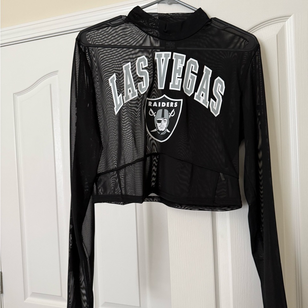 Las Vegas Raiders Black Mesh Long Sleeve Top